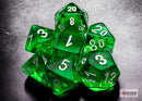 Translucent Mini-hedral Green/white 7-Die Set-1