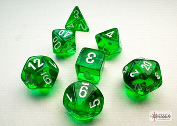 Translucent Mini-hedral Green/white 7-Die Set - 0