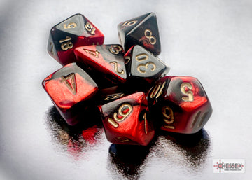 Gemini Mini-hedral Black-Red/gold 7-Die Set