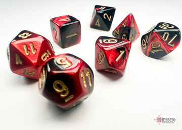 Gemini Mini-hedral Black-Red/gold 7-Die Set - 0
