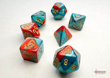 Gemini Mini-hedral Red-Teal/gold 7-Die Set - 0