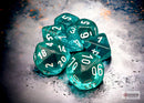 Translucent Teal/white Polyhedral 7-Dice Set-1