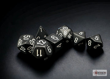 Opaque Black/white Polyhedral 7-Dice Se