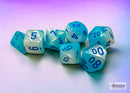Gemini Pearl Turquoise-White/blue Luminary Polyhedral 7-Dice Set-1
