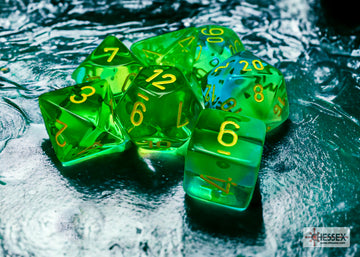 Gemini Translucent Green-Teal/yellow Polyhedral 7-Dice Set - 0