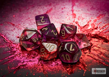 Gemini Translucent Red-Violet/gold Polyhedral 7-Dice Set - 0