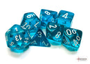 Translucent Teal/white Polyhedral 7-Dice Set-2