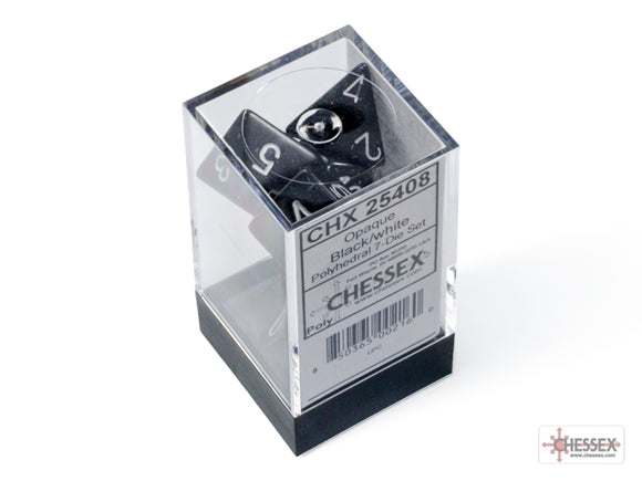 Opaque Black/white Polyhedral 7-Dice Se