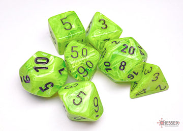 Vortex Bright Green/black Polyhedral 7-Dice Set - 0