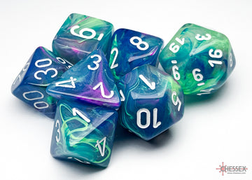 Festive Waterlily/white Polyhedral 7-Dice Set - 0
