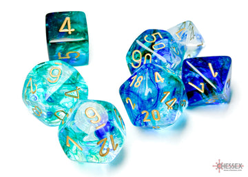 Nebula Oceanic/gold Luminary Polyhedral 7-Dice Set - 0