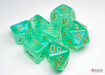 Borealis Light Green/gold Luminary Polyhedral 7-Dice Set - 0