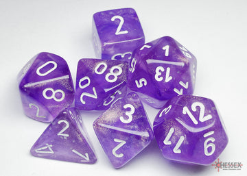 Borealis Purple/white Luminary Polyhedral 7-Dice Set - 0