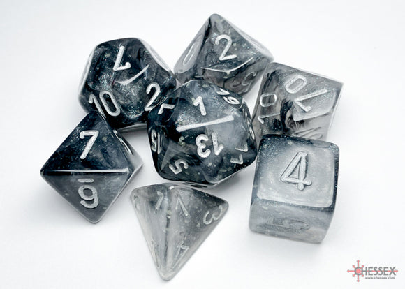 Borealis Light Smoke/silver Luminary Polyhedral 7-Dice Set