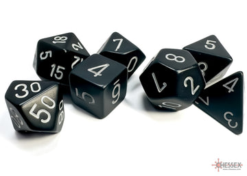 Opaque Black/white Polyhedral 7-Dice Se - 0