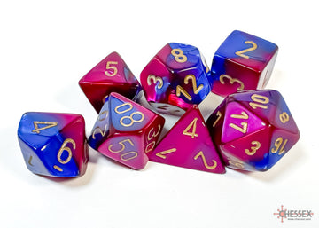 Gemini Blue-Purple/gold Polyhedral 7-Dice Set - 0
