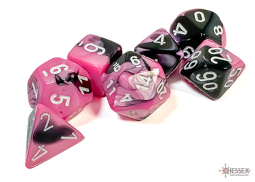 Gemini Black-Pink/white Polyhedral 7-Dice Set - 0