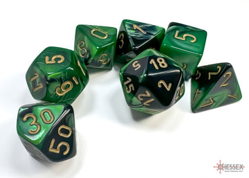 Gemini Black-Green/gold Polyhedral 7-Dice Set - 0