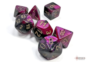 Gemini Black-Purple/gold Polyhedral 7-Dice Set - 0