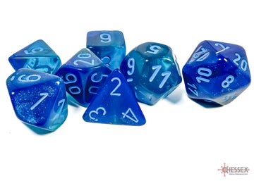 Gemini Blue-Blue/light blue Luminary Polyhedral 7-Dice Set - 0