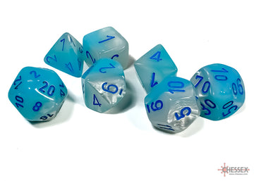 Gemini Pearl Turquoise-White/blue Luminary Polyhedral 7-Dice Set - 0