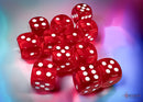 Translucent Red/white 16mm d6 Dice Block (12 dice)-1