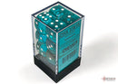 Translucent Teal/white 16mm d6 Dice Block (12 dice)-3