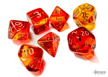 Gemini Translucent Red-Yellow/gold Polyhedral 7-Dice Set - 0