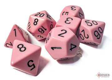 Opaque Pastel Pink/black Polyhedral 7-Dice Set - 0