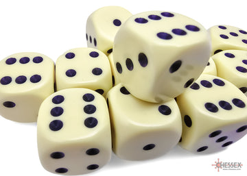 Opaque Pastel Yellow/black 16mm d6 Dice Block (12 dice) - 0