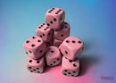 Opaque Pastel Pink/black 16mm d6 Dice Block (12 dice)-1