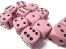 Opaque Pastel Pink/black 16mm d6 Dice Block (12 dice)-2