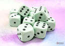 Opaque Pastel Green/black 16mm d6 Dice Block (12 dice)-1