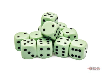 Opaque Pastel Green/black 16mm d6 Dice Block (12 dice) - 0