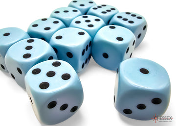 Opaque Pastel Blue/black 16mm d6 Dice Block (12 dice) - 0