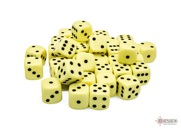 Opaque Pastel Yellow/black 12mm d6 Dice Block (36 dice) - 0