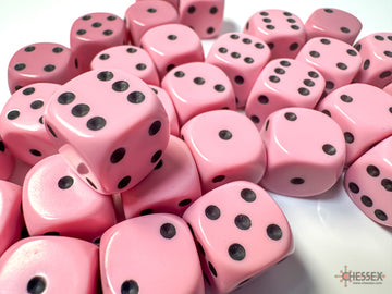 Opaque Pastel Pink/black 12mm d6 Dice Block (36 dice) - 0