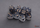Opaque Black/gold 16mm d6 Dice Block (12 dice)-1