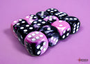 Gemini Black-Pink/white 16mm d6 Dice Block (12 dice)-1