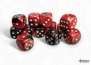 Gemini Black-Red/gold 16mm d6 Dice Block (12 dice)-2