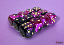 Gemini Black-Purple/gold 16mm d6 Dice Block (12 dice)-1