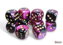 Gemini Black-Purple/gold 16mm d6 Dice Block (12 dice)-2