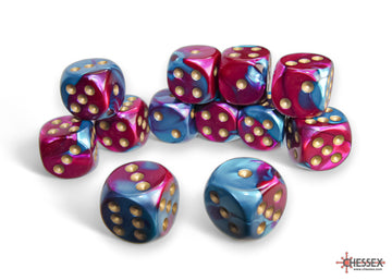 Gemini Purple-Teal/gold 16mm d6 Dice Block (12 dice) - 0