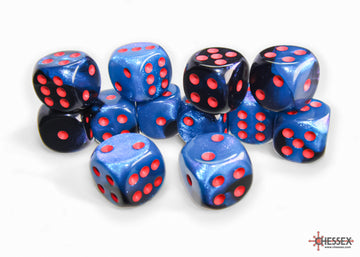 Gemini Black-Starlight/red 16mm d6 Dice Block (12 dice) - 0
