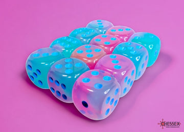 Gemini Gel Green-Pink/blue Luminary 16mm d6 Dice Block (12 dice) - 0