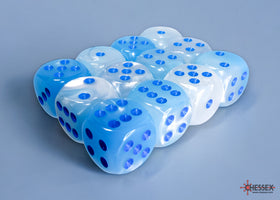Gemini Pearl Turquoise-White/blue Luminary 16mm d6 Dice Block (12 dice) - 0