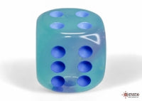 Gemini Gel Green-Pink/blue Luminary 16mm d6 Dice Block (12 dice)