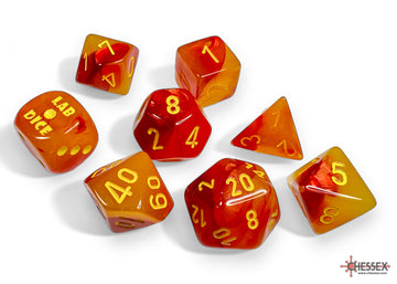 Gemini Gellow-Red/yellow Polyhedral Luminary 7-Dice Set (with bonus die) - 0