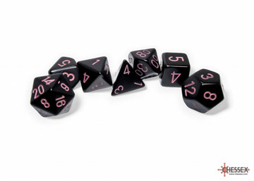 Opaque Black/pink Polyhedral 7-Dice Set - 0