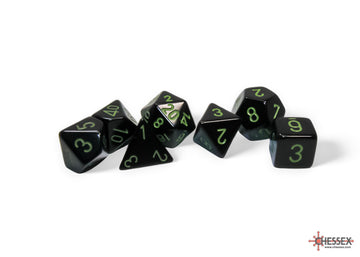 Opaque Black/green Polyhedral 7-Dice Set - 0